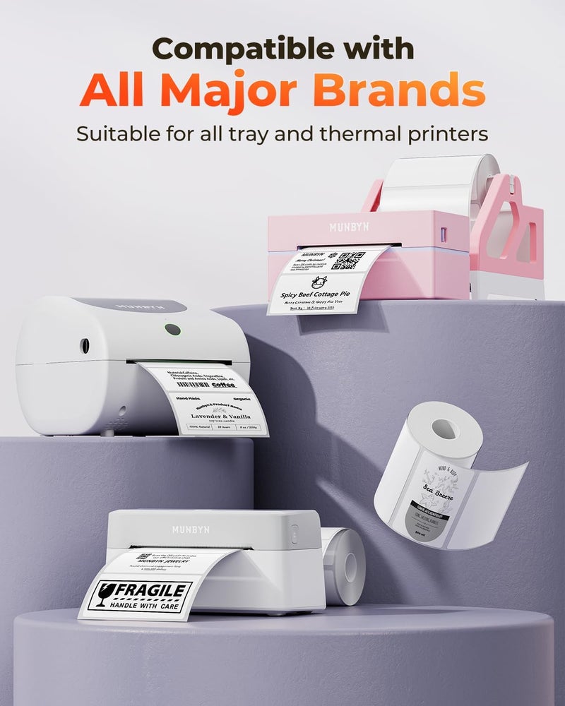 MUNBYN 4” X 2” Direct Thermal Labels, Thermal Printer Stickers, Strong Adhesive & Perforated Labels Paper for Barcode, Mailing, 500 Sheets/1 Roll - Image 3